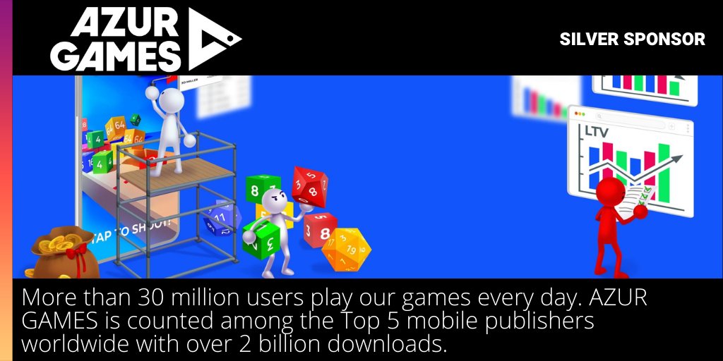 Thanks to AZUR GAMES for supporting Hyper Casual Jam Com as Silver Sponsor.
AZUR GAMES is counted among the Top 5 mobile publishers worldwide with over 2 billion downloads.  
#gamejam #gamepublisher #gamedev #gamedevelopment