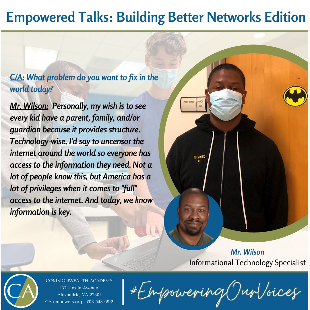 Commonwealth Academy Check Out Our Latest Empowered Talks Building Better Networks Edition With Mr Wilson Itproday Caempowers Empoweringourvoices Adhd 2e T Co Djcpr1cmud