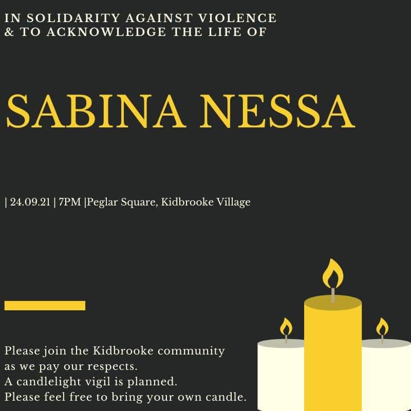 RapeCrisisEandW's tweet image. On Friday night, we will join Sabina Nessa’s community in solidarity against violence against women and to acknowledge her life. If you can&apos;t join in person, please light a candle at 7pm on your doorstep.

We demand justice for Sabina and safety for all women. #SaySabinasName