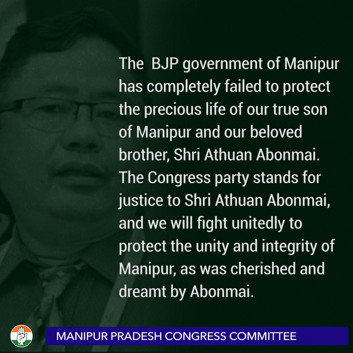#JusticeForAbonmai Bullets can't silence the true sons and daughters of Manipur. many Abonmais will be born to follow the philosophy and ideology of martyred Athuan Abonmai.