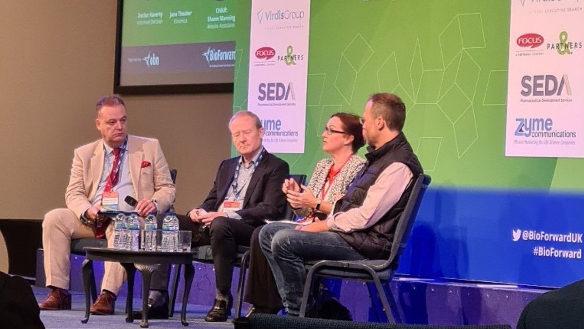 KinomicaLtd's tweet photo. This morning our CEO Jane Theaker was a panelist at @BioForwardUK  2021, sharing about how to ’select the right board for your business.’ A bit different to speaking at a laptop for the past 18 months! 

#BioForward https://t.co/0QLFgPTvqv