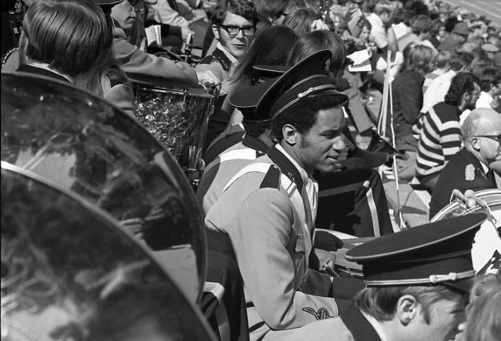 The DePauw University Marching Band awaiting their chance to support the Tigers! #ThrowbackThursday