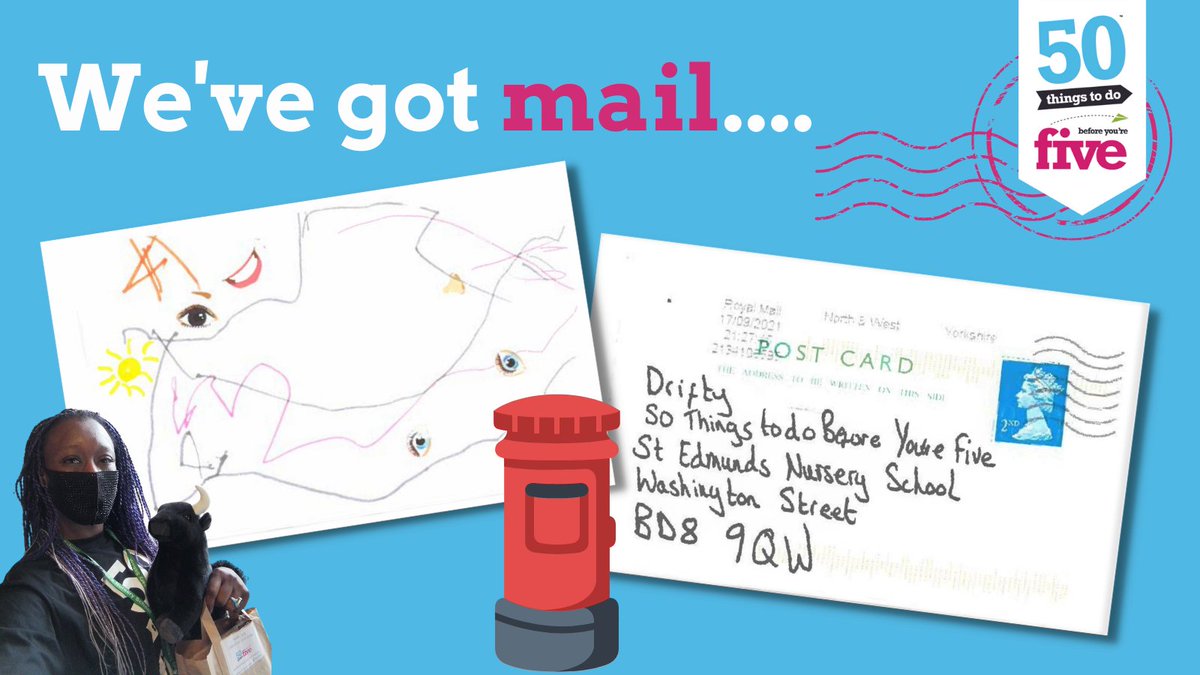 We've got mail 📫 

Our mascot, Drifty received his first postcard-a great example of #38Posty!🥰 

Thank you to our 50 Things at Two family for sending Drifty a lovely hand drawn postcard!  

#Posty #MiniArtist #50ThingsToDoBeforeYoureFive