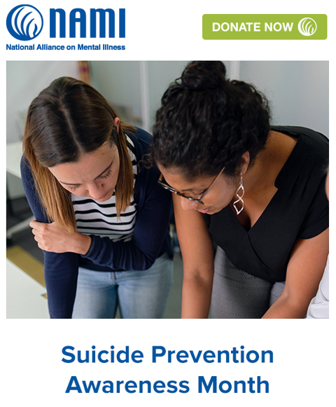 Help NAMI continue our efforts in the final days of Suicide Prevention Awareness Month. Your support is critical in helping people in crisis. To donate, visit: bit.ly/3nIt2a6
