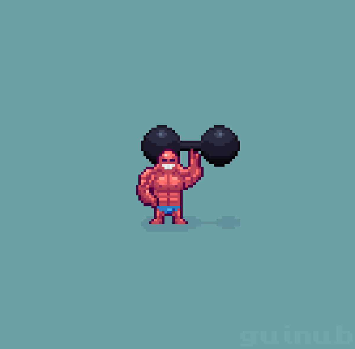 guinubdraws's tweet photo. Neckless man strong 💪

#weightless #strongman #gym #pixelBR #pixel_dailies @Pixel_Dailies #pixelart #gamedev #aseprite @aseprite https://t.co/zRPTv7MSCR