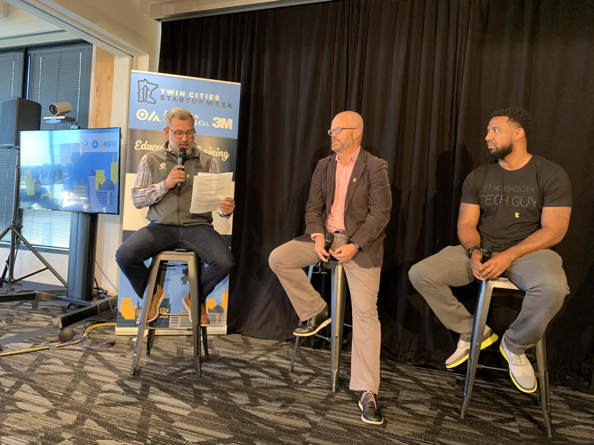 tcstartupweek's tweet photo. Do well by doing good! With some awesome #edtech leaders: @rhage13 of @edmentum, @andyfrost, @TheBlackTechGuy, &amp; @MarkJan1978 📚#TCSW21 #education https://t.co/o16Fha33tU