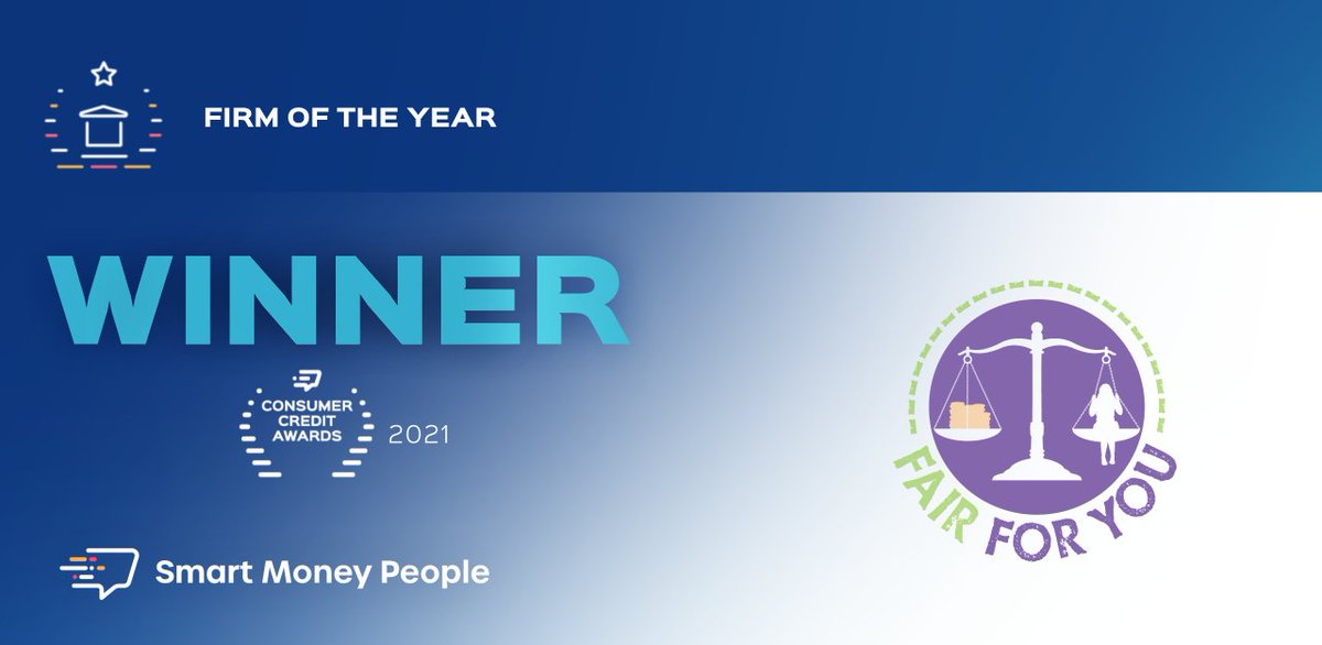 CONGRATULATIONS 🎉
The @creditawards ‘Firm of the Year Award 2021’ winner 🏆 is @FairForYouCIC, who have retained the title for an incredible fourth consecutive year!
#CCA2021 #Awards #CustomerDecided