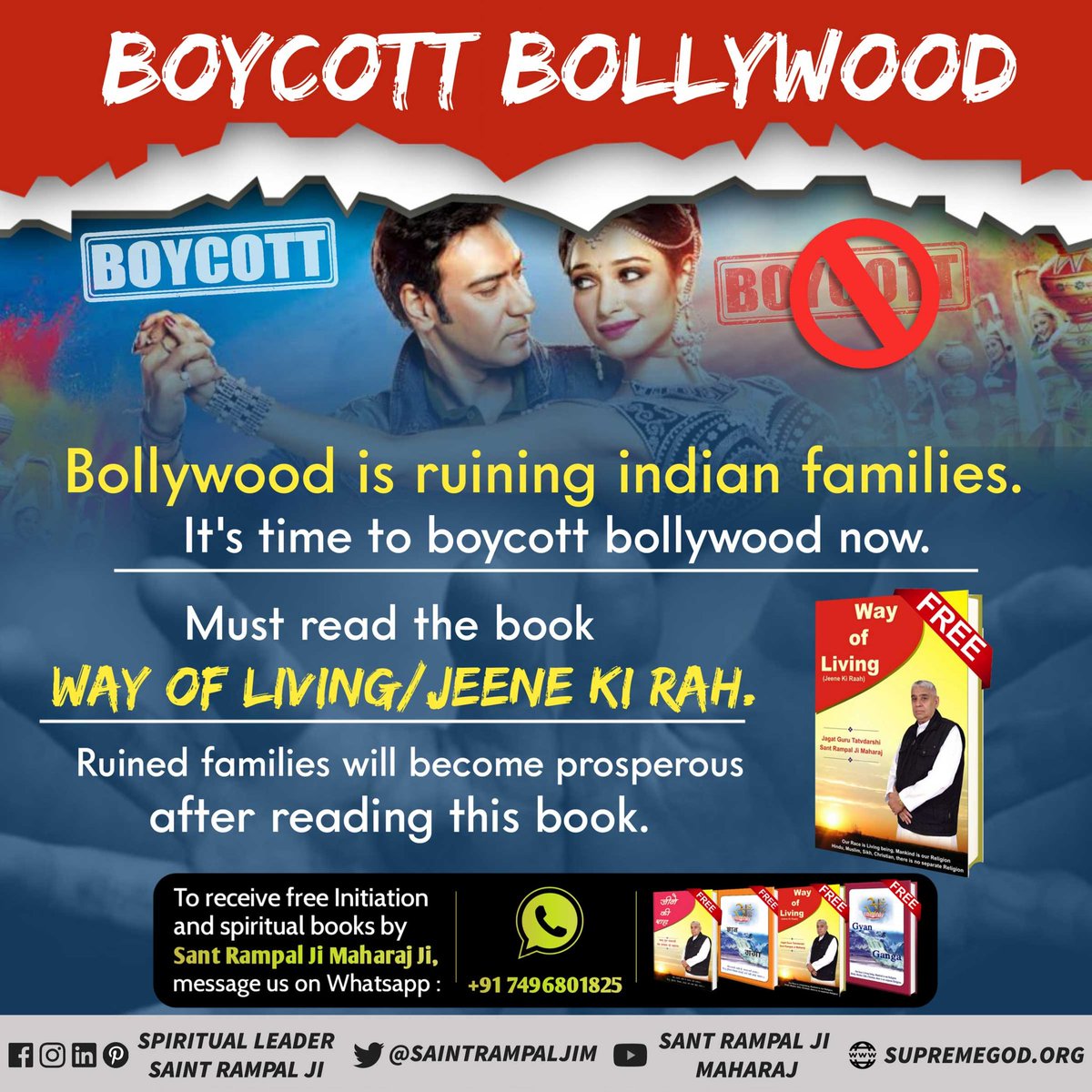 #GodMorningThursday 
Bollywood has left no stone unturned to defame the holy land of India (where God appears from time to time).  Quit movies and adopt satsang.
#BollywoodStopVulgarity