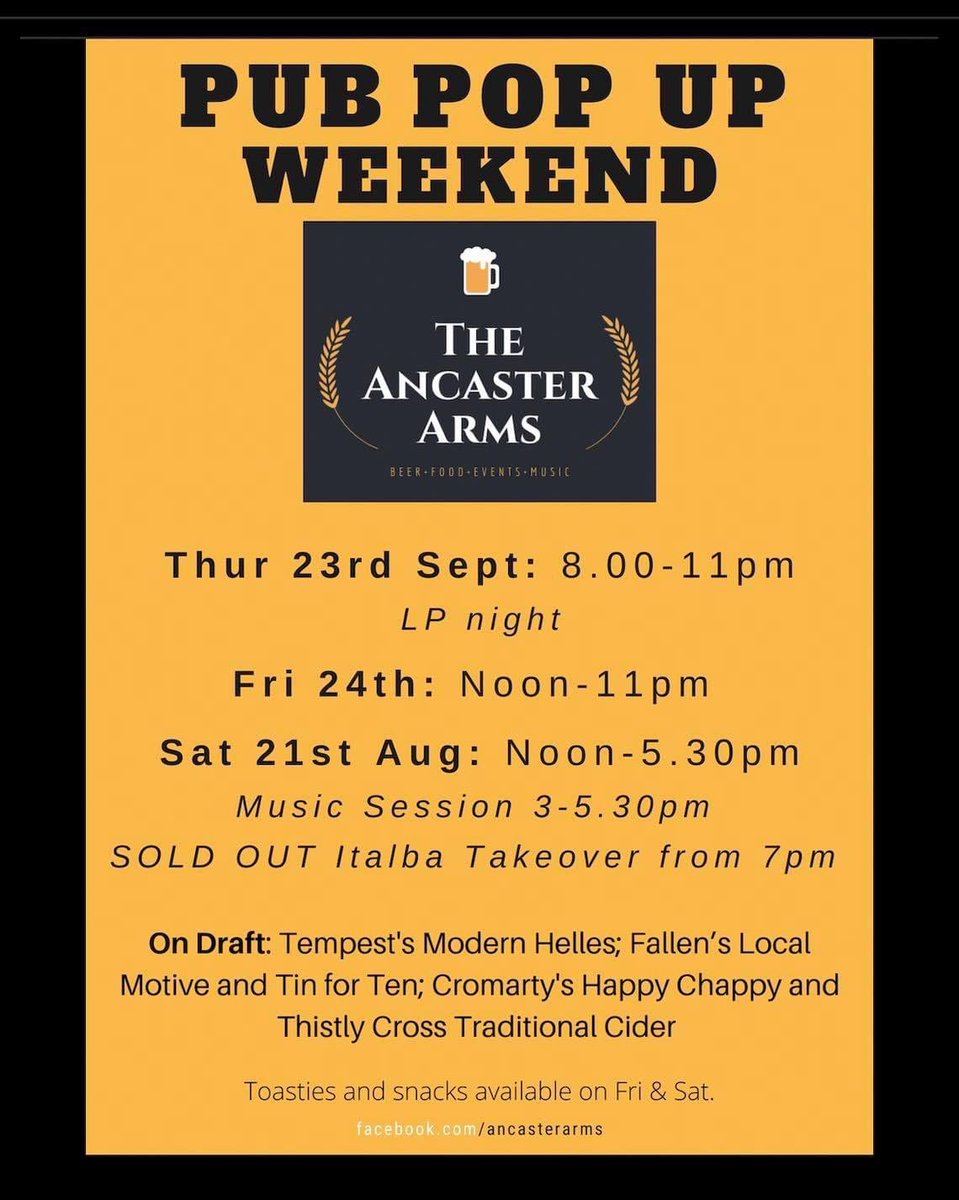 Why not pop in for a pint tonight or over the weekend and support a wee, local business. You can play a game of darts or foosball, or just sit relax and enjoy the music 🍻🍷🍹☕️🥪🎯⚽️🎼🎻🪗🪘🪕
