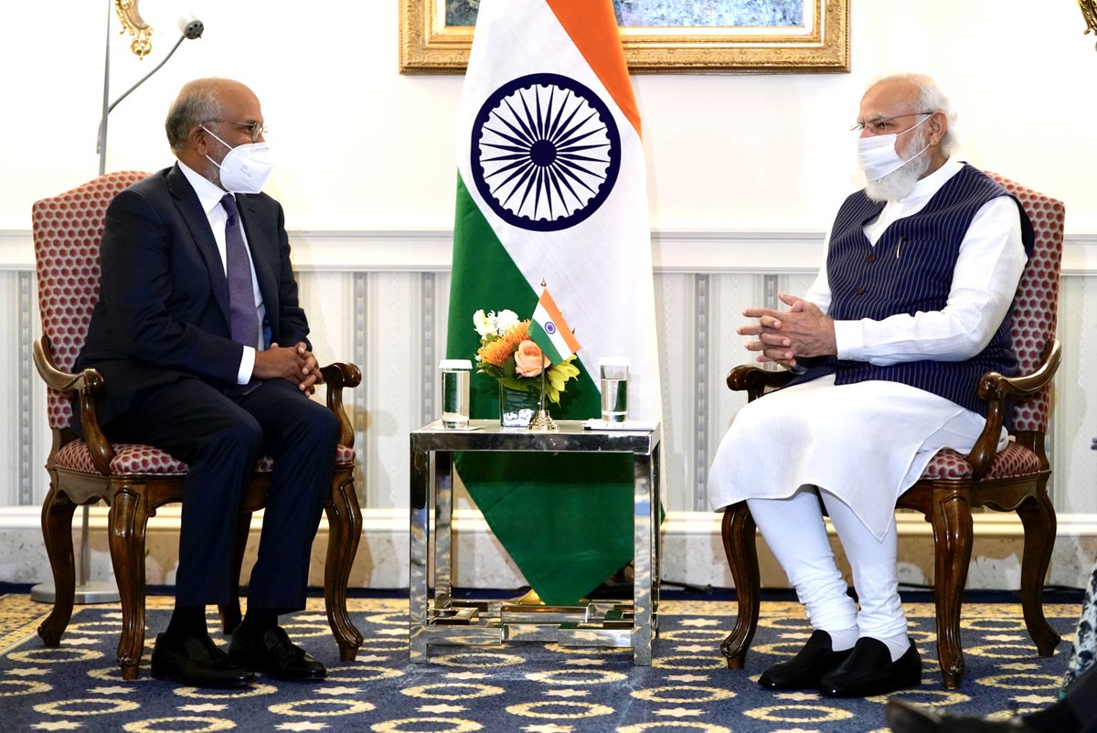 PMOIndia's tweet photo. Mr. Shantanu Narayen, Chairman, President and CEO of @Adobe met PM @narendramodi. Discussions focussed on leveraging technology to provide smart education to youngsters and enhance research. They also discussed the vibrant start-up sector in India, powered by the Indian youth. https://t.co/oNTY95nrV0