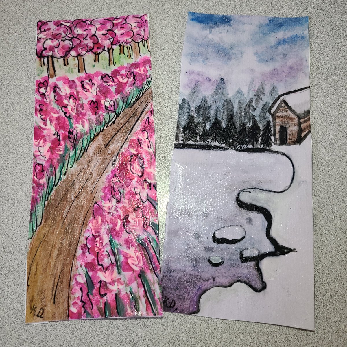 Quite an artistic hand illustrated a couple of book marks for me,  her Reading teacher.  My teacher ❤!  🥰😍🥰🤩 Thank you Kayla!!!