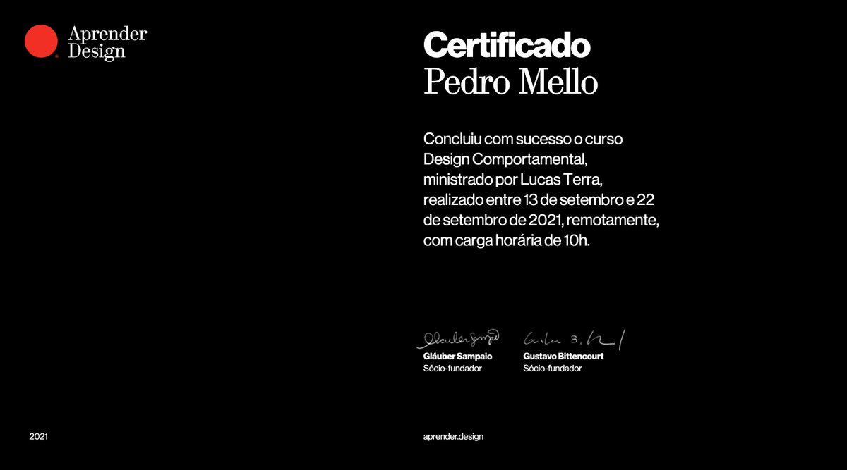 Pedro Mello (@_pedromellos) on Twitter photo This course changed a lot my perception on my design process! Many thanks <a href="/himynameislt/">Lucas Terra</a> I learned a lot, and <a href="/design_aprender/">Aprender Design</a> for making this happen. This course changed a lot my perception on my design process! Many thanks <a href="/himynameislt/">Lucas Terra</a> I learned a lot, and <a href="/design_aprender/">Aprender Design</a> for making this happen.