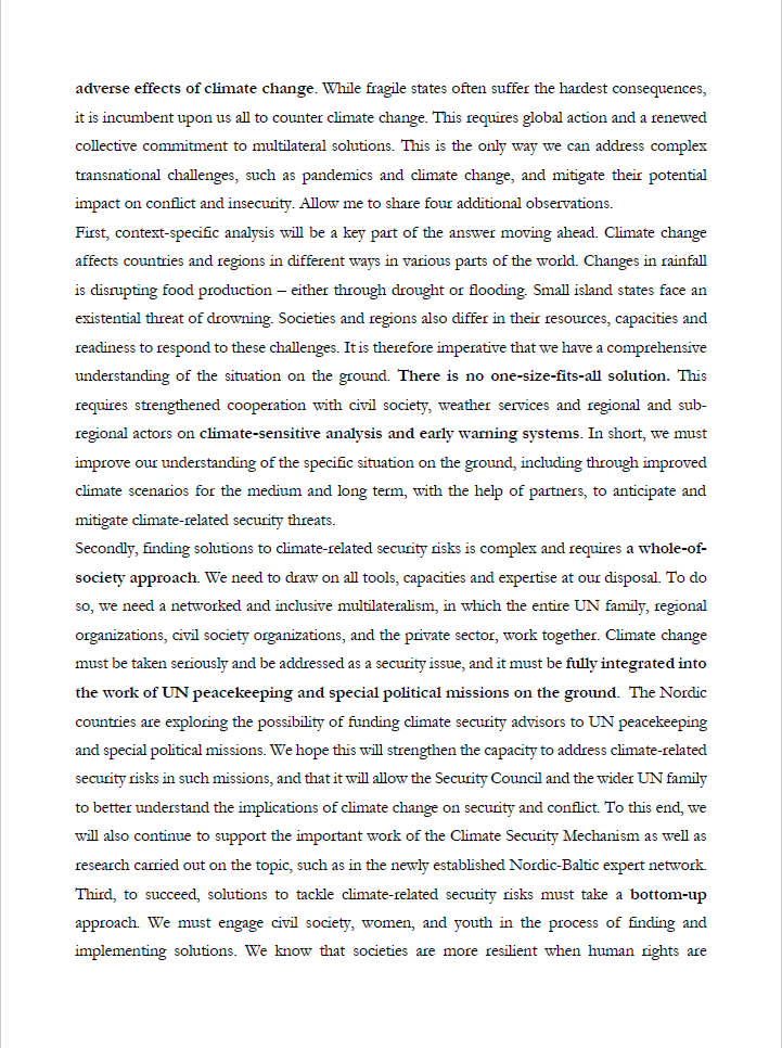 Denmark_UN's tweet photo. Proud to share 🇩🇰🇸🇪🇳🇴🇮🇸🇫🇮 Joint Nordic statement for today's #UNSC debate on Maintenance of Int'l Peace &amp; Security: #Climate &amp; Security w/🇩🇰 as🖊️

"Fragile regions &amp; vulnerable communities suffer the most severe impact, but...finding the solution is a collective responsibility"🌍 https://t.co/ljtweX8cvz