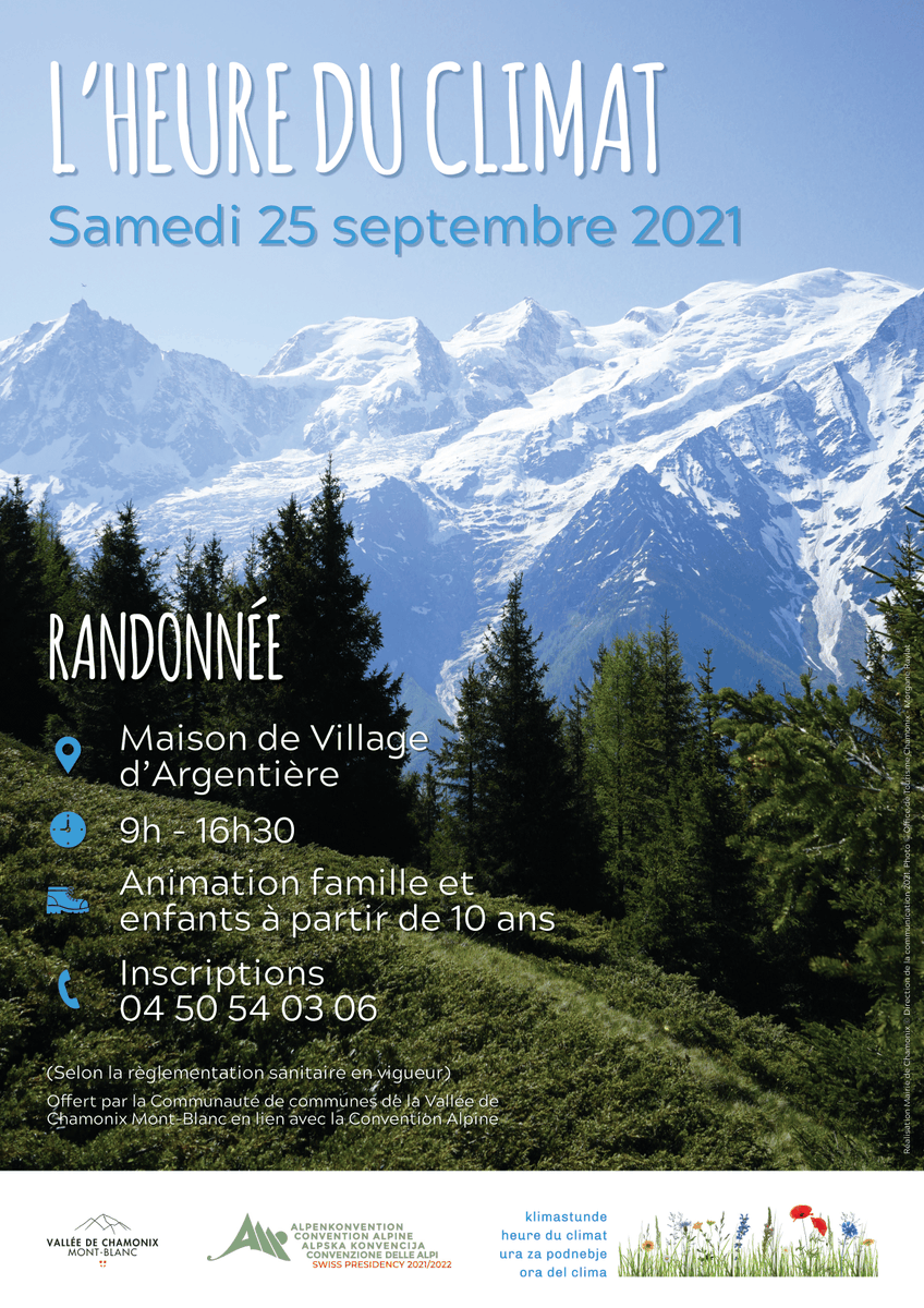 alpconv's tweet photo. ⛰️ The #AlpineConvention Infopoint in France (Chamonix) will be hosting its #ClimateHour hike this Saturday!
🥾 While exploring the landscapes of the Chamonix-Mont-Blanc valley, a mountain leader will raise awareness about #ClimateChange in the surroundings. #AlpineClimateAction https://t.co/oIgl5fPtmS
