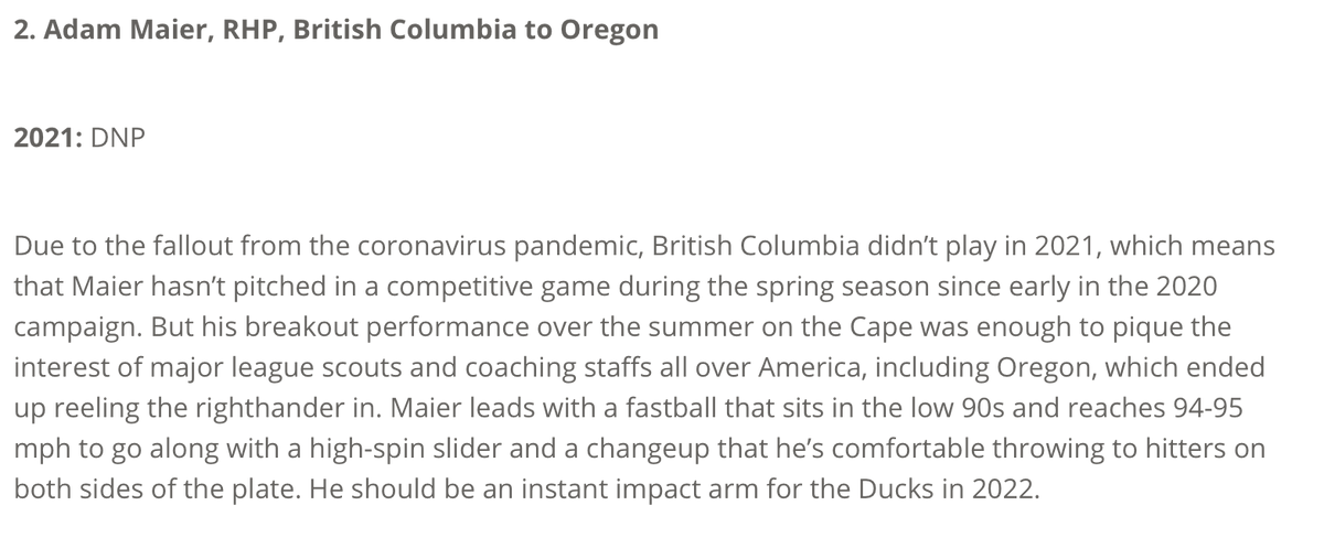.<a href="/BaseballAmerica/">Baseball America</a>: Ranking The Top 100 Transfers In College Baseball Entering 2022

👀 <a href="/AdamMaier88/">Adam Maier</a> 💪

🇨🇦⚾️

🔗baseballamerica.com/stories/rankin…