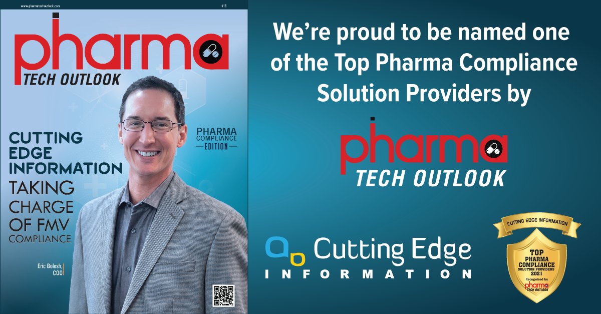 CuttingEdgeInfo's tweet photo. We're proud to be named one of the Top Pharma Compliance Solution Providers by @PharmaOutlook! Read the cover story here: https://t.co/TMnJjaSlB2 https://t.co/IkF0xpOuMQ