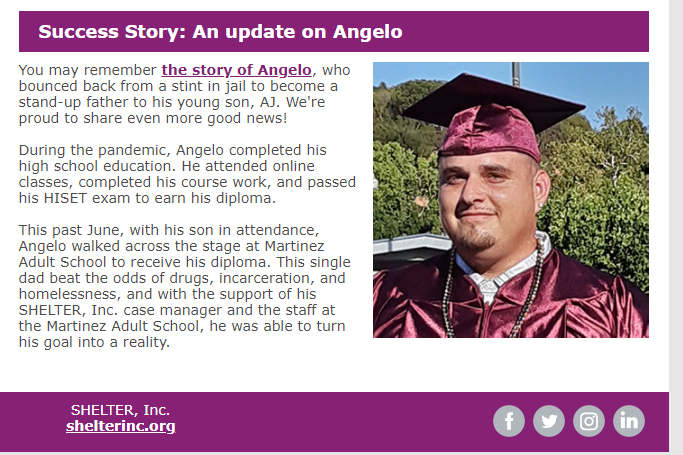 Through our partnerships with Diablo Valley College and Shelter Inc. Martinez Adult Education Supported Angelo in achieving his High School Equivalency, HiSet
#martinezadulted #AdultEdLiteracyWeek