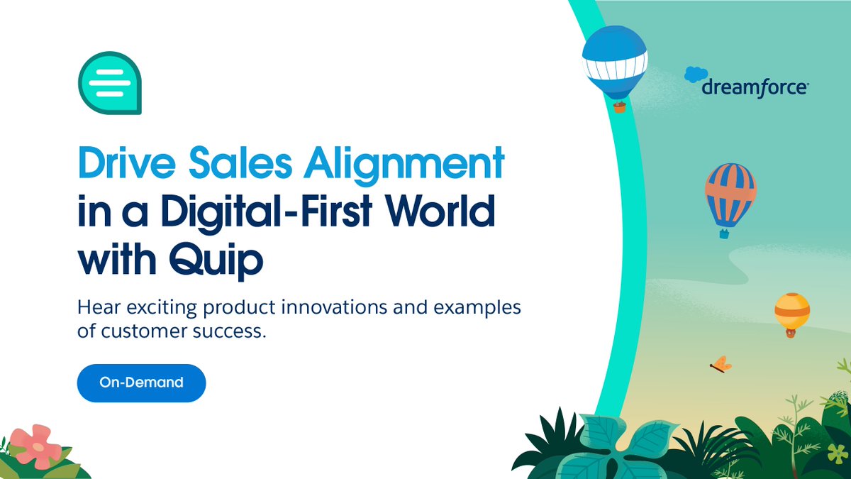 Salesforce Quip (@salesforcequip) on Twitter photo Join us for <a href="/Dreamforce/">Dreamforce</a>, streaming live on Salesforce+
Visit sforce.co/df21-sales and navigate to the Quip episode: Join us for <a href="/Dreamforce/">Dreamforce</a>, streaming live on Salesforce+
Visit sforce.co/df21-sales and navigate to the Quip episode: