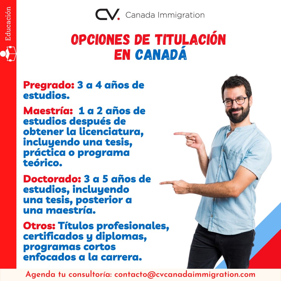 ImmigrationCv's tweet photo. #𝗘𝗱𝘂𝗰𝗮𝗰𝗶𝗼́𝗻𝗖𝗩 🍁

👩‍🎓 Entérate las formas que existen de titularse dependiendo el grado de estudios que curses. 

Entérate de los servicios que ofrecemos en 👉 https://t.co/AEo9WAhMgx 

#migrar #marte #cvcanadaimmigration  #travel #Canada #estudiosuniversitarios https://t.co/BxhWHdnF1r