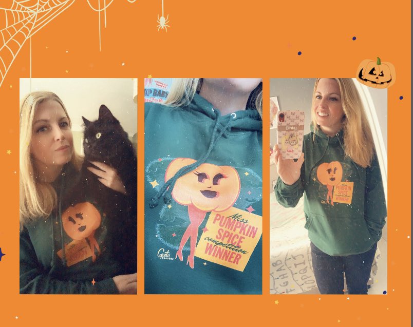 BintyMustard's tweet photo. #GoodPostDay Getting Halloween ready with my new Miss Pumpkin Spice hoodie ๐๐งก #Halloween #blackcatsoftwitter https://t.co/Ci12M4Nvut