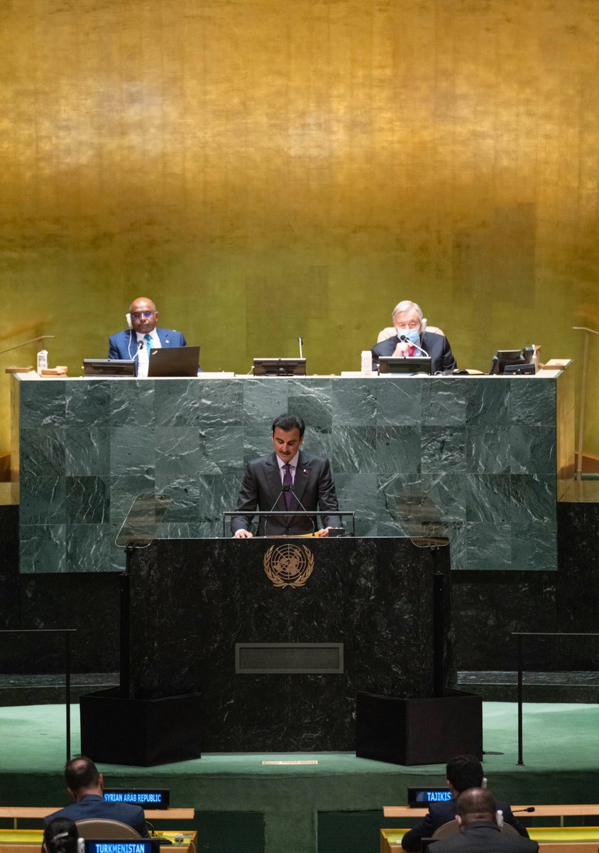 TamimBinHamad's tweet photo. يصادف اليوم مرور نصف قرن على انضمام قطر للأمم المتحدة، وخلال هذه العقود الخمسة تميزت بلادنا بالتعاون الوثيق مع المنظمة الدولية، وإقامة شراكات نموذجية معها في مختلف المجالات. فرهاننا على المؤسسات الدولية والتعاون المتعدد الأطراف رهان استراتيجي هدفه تعزيز السلم والأمن في العالم. https://t.co/5h3g9QNYUj
