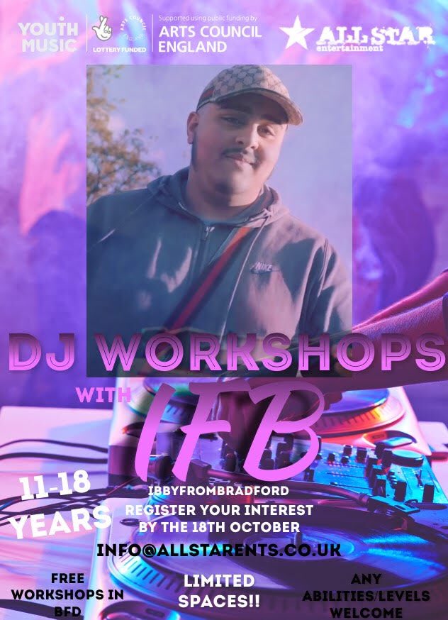 All Star (@allstarents) on Twitter photo DJ workshops forthcoming with the super talented DJ and producer that is IbbyFromBradford (IFB) 🎶🔉🎚see flyer for details! <a href="/IbbyFromBfd/">Ibby</a> <a href="/bradfordmusic/">Bradford Music Network</a> <a href="/YouthBradford/">Bradford Youth Service</a> <a href="/bradford2025/">Bradford 2025</a> <a href="/BradfordMusic1/">Bradford Music</a> <a href="/YouthMusicNet/">Youth Music Network</a> #youthleaders #bradford #positivevibes DJ workshops forthcoming with the super talented DJ and producer that is IbbyFromBradford (IFB) 🎶🔉🎚see flyer for details! <a href="/IbbyFromBfd/">Ibby</a> <a href="/bradfordmusic/">Bradford Music Network</a> <a href="/YouthBradford/">Bradford Youth Service</a> <a href="/bradford2025/">Bradford 2025</a> <a href="/BradfordMusic1/">Bradford Music</a> <a href="/YouthMusicNet/">Youth Music Network</a> #youthleaders #bradford #positivevibes