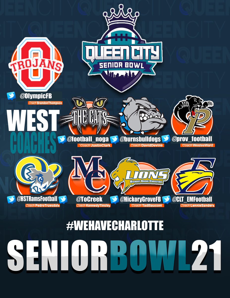 qc_seniorbowl's tweet photo. Congratulations to this years Queen City Senior Bowl “WEST” team coaching staff!  @football_noga @burnsbulldogs @Prov_Football @HSTRamsFootball @ToCreek @HickoryGroveFB @CLT_EMFootball https://t.co/C7E2p9Vvwf