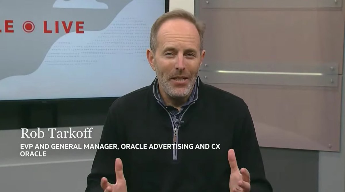 "Oracle a conçu une solution qui aide vraiment les responsables:
- marketing, 
- vente, 
- publicité,
- et produits."
Rob Tarkoff <a href="/rtarkoff/">Rob Tarkoff</a>, Vice-président exécutif et directeur général de l’Advertising et du CX Cloud d'<a href="/Oracle/">Oracle</a>. 
#OracleLive #RelationClient #MarketingDigital