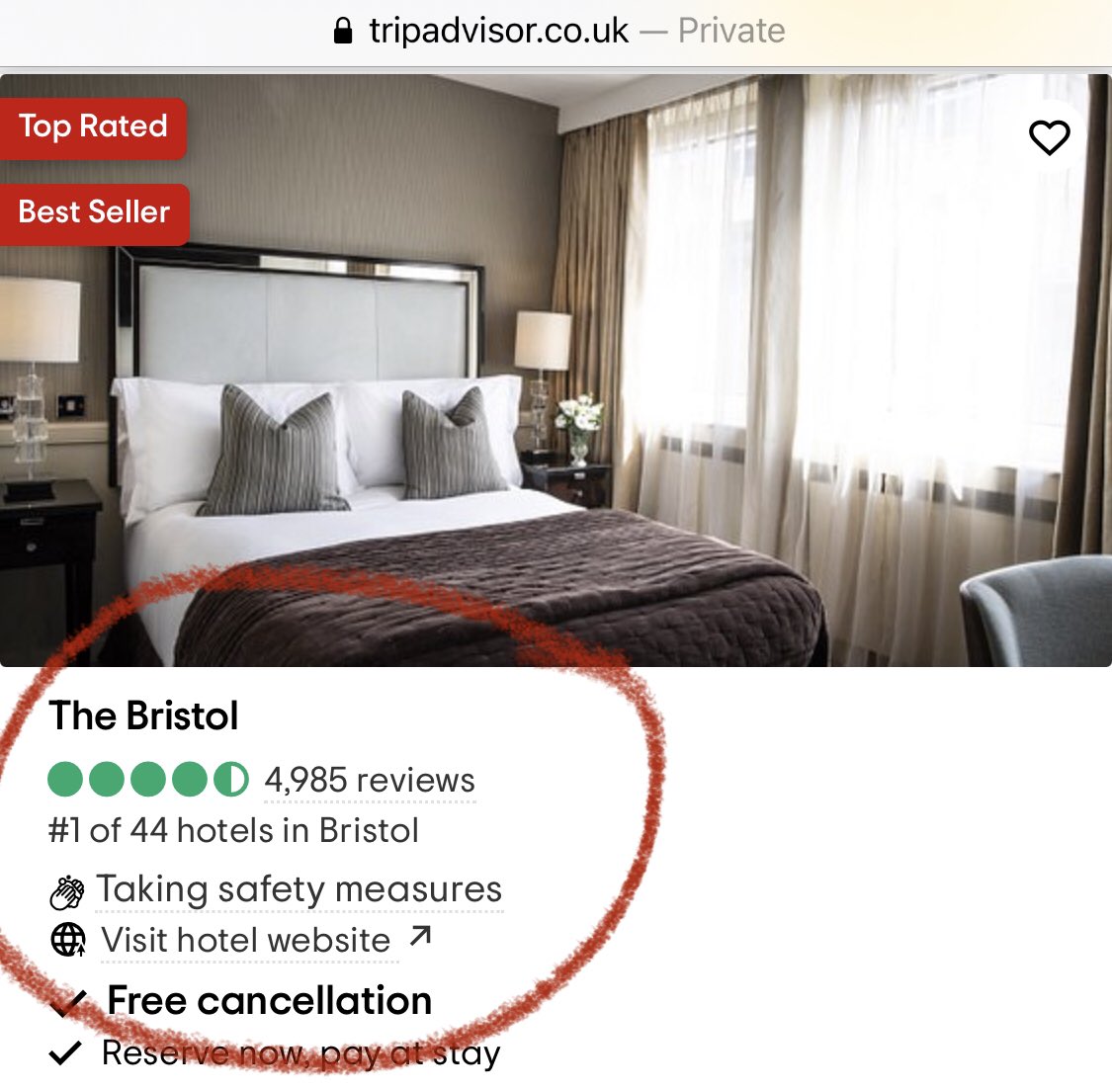 Thrilled to be back at the top of <a href="/Tripadvisoruk/">Tripadvisor UK</a>’s list of Bristol hotels - thank you to all our wonderful guests who take the time to review us 🙏