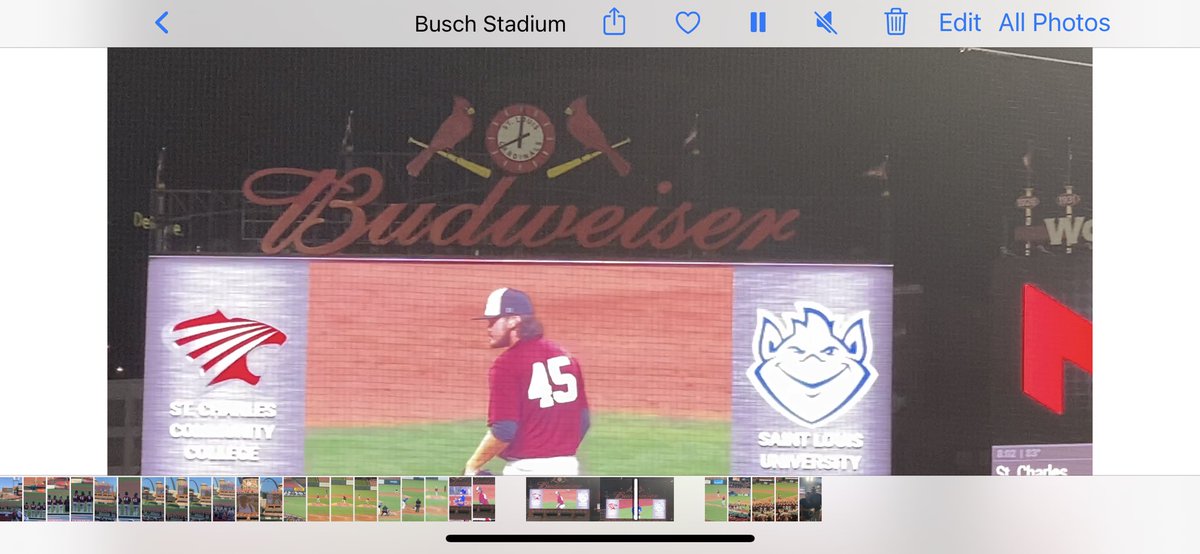 MikeCarter918's tweet photo. Super proud moment last night. What a fun evening with family to get to see @c_carter_23 take the mound for the first time as a member of SCCC and have it be at Busch Stadium!! A lot of hard work and dedication to get to that point. https://t.co/XFExgu7YcX
