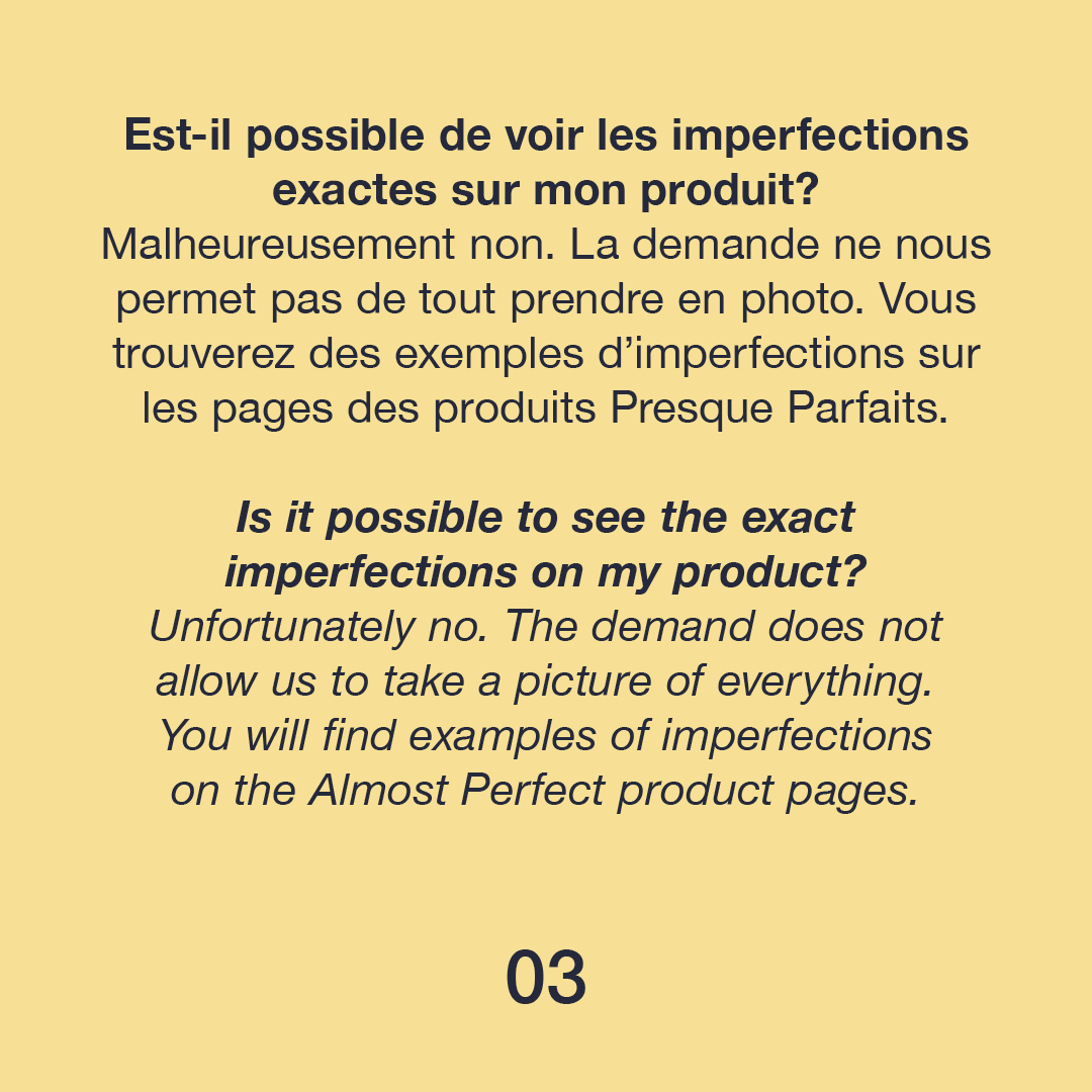 Some frequently asked questions about the Almost Perfect. ✨

Other questions? Do not hesitate to share them with us! 👇