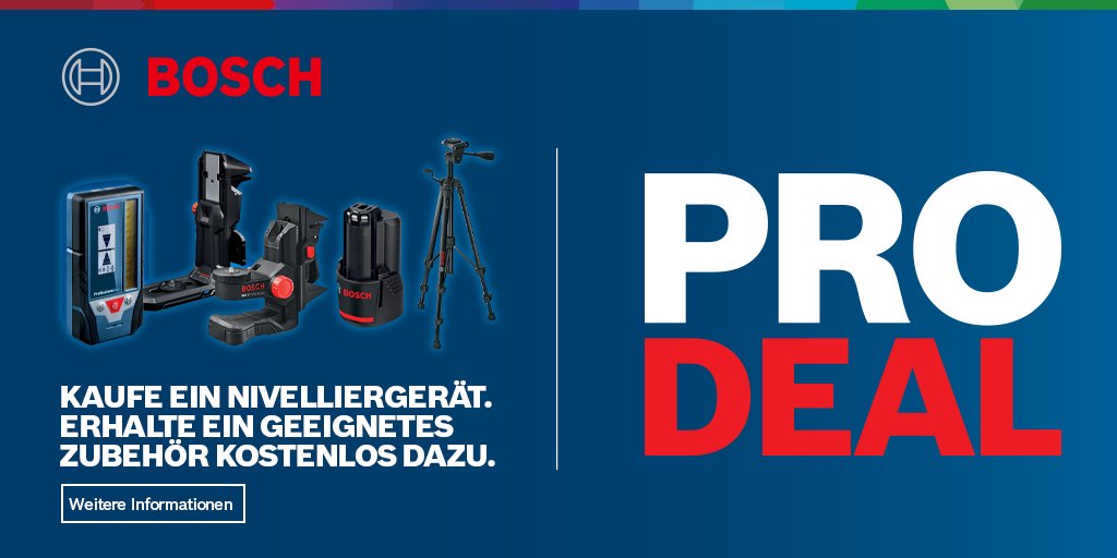 myToolStore_de's tweet image. Bosch Professional Pro Deals Nivelliergeräte 🤩🥳

Kaufe ein Bosch Professional Nivelliergerät und erhalte ein geeignetes Zubehör aus einem festgelegten Sortiment kostenlos dazu. ⏰ 😎

Mehr info🛒bit.ly/3zqnQcV💯

#bosch #prodeal #aktion #mytoolstore