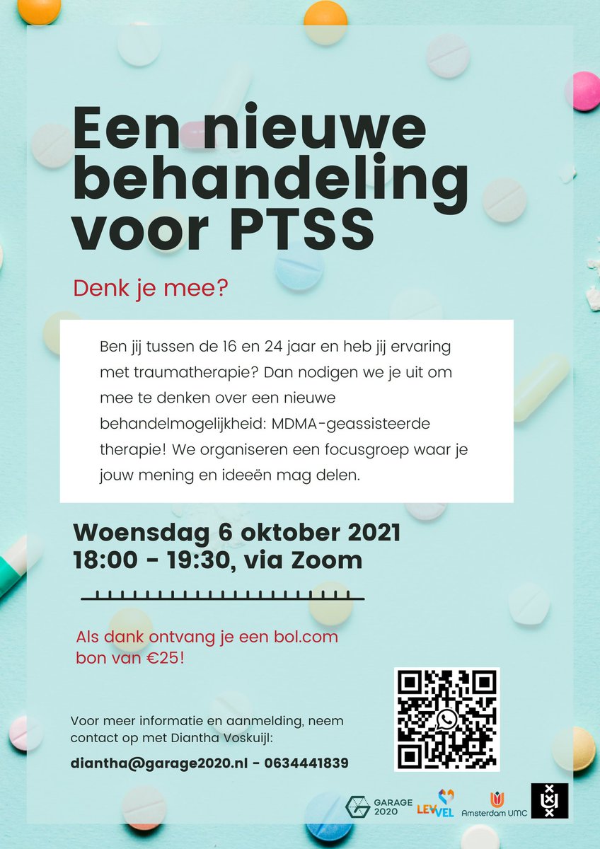 Traumabehandeling kan ondersteund worden door MDMA, dat is bij volwassen inmiddels veelvuldig onderzocht, maar hoe denken jongeren hierover? Kan dit voor hen ook een oplossing bieden in traumabehandeling? Dat onderzoeken we vanuit <a href="/Garage2020/">Garage2020</a> met o.a. @Levvel_jeugd #MDMA