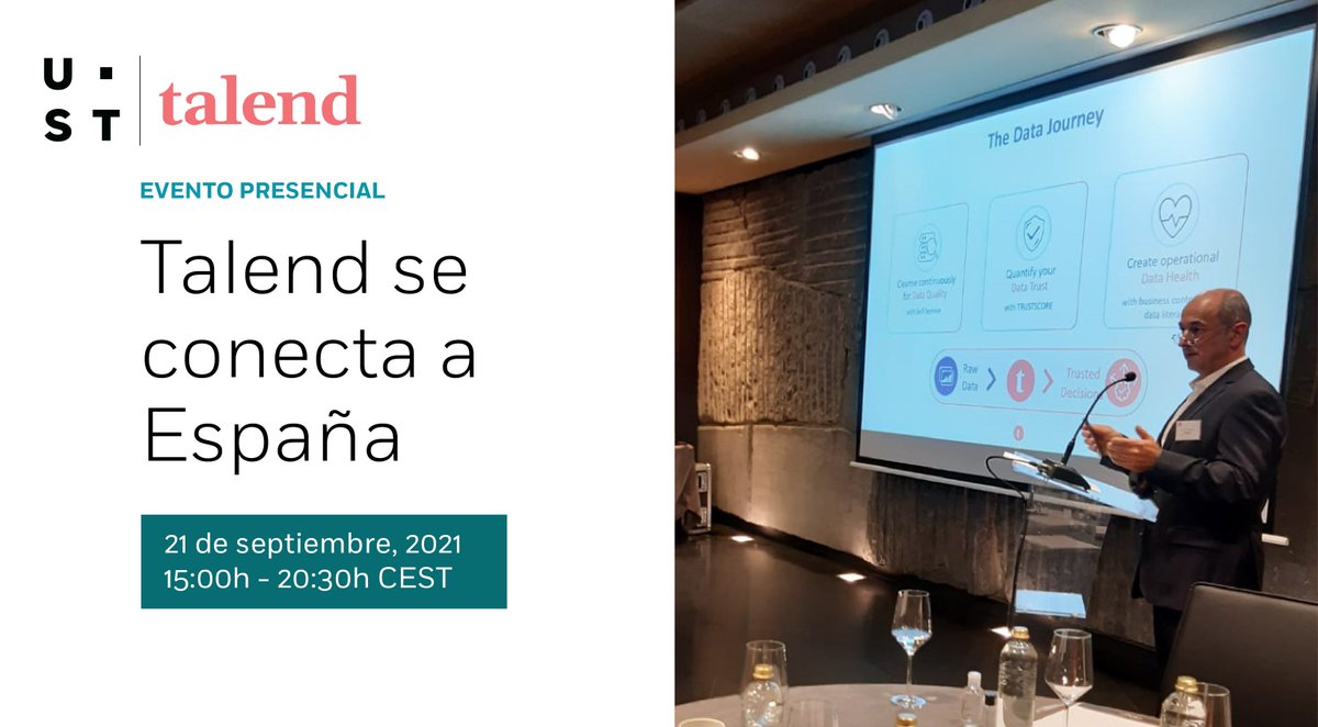 ¡Ya estamos en el evento organizado por @Talend en el Hotel Urban de Madrid! Descubriendo "The Data Journey" por parte del equipo de #talend.

Toda la información y agenda aquí 👉🏻bit.ly/3hAqiri

#digitaltransformation #businesstransformation #casestudy