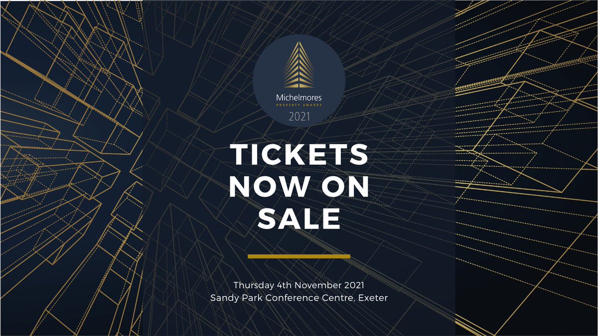 Michelmores Property Awards 2021 tickets now on sale! 

Book your table at the Property Awards Gala Dinner and Ceremony taking place on Thursday 4 November at Sandy Park Conference Centre, Exeter.

➡️ bit.ly/3yX95hK

#MMPA2021