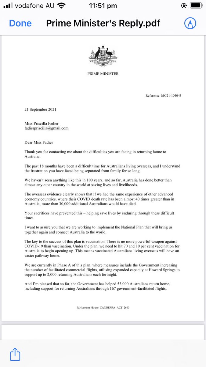 priscil66853903's tweet photo. Generic answers from a plain Premier minister. #ThanksForNothingScott #strandedAussies #LetUsBackToAus #liftthetravelban #opentheborder #ReconnectAustralia #ScottyDoesNothing https://t.co/WyjvEsJTLy