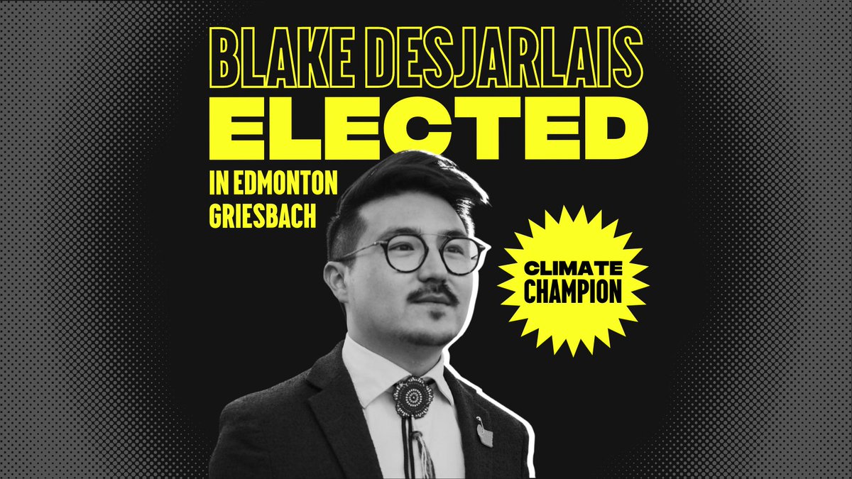 Congratulations to climate champion <a href="/DesjarlaisBlake/">Blake Desjarlais</a> on winning in Edmonton Griesbach! 

Parliament just gained a powerful voice for climate justice. Booting Conservative Kerry Diotte, a longtime opponent of real climate action, is the icing on the cake.

#ClimateAlliance #Elxn44