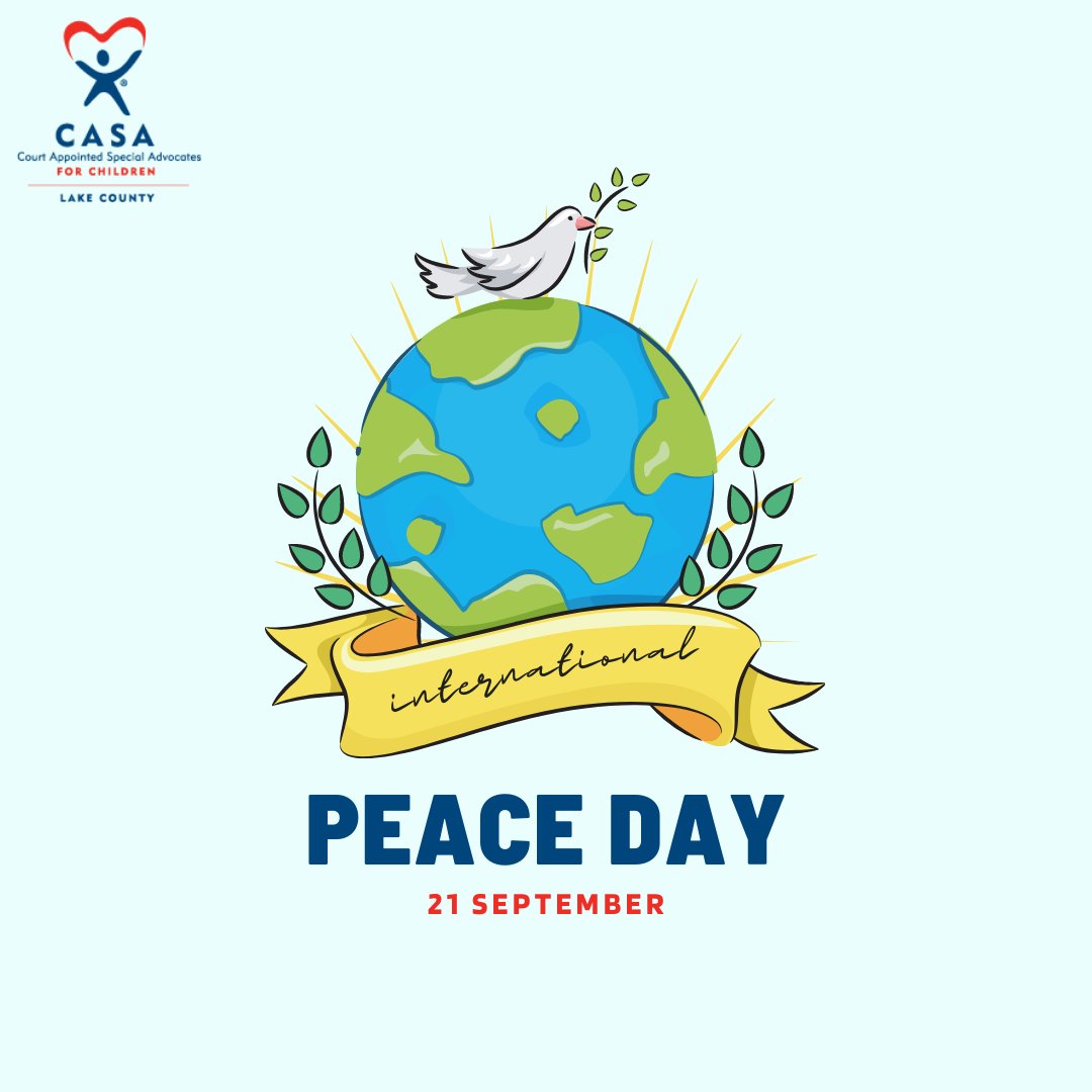 "Peace cannot be kept by force; it can only be achieved by understanding." - Albert Einstein 
May we all be understanding and compassionate with one another, for the children of the world are watching. Let us lead by example!

#casalakecounty #peaceday #internationalpeaceday