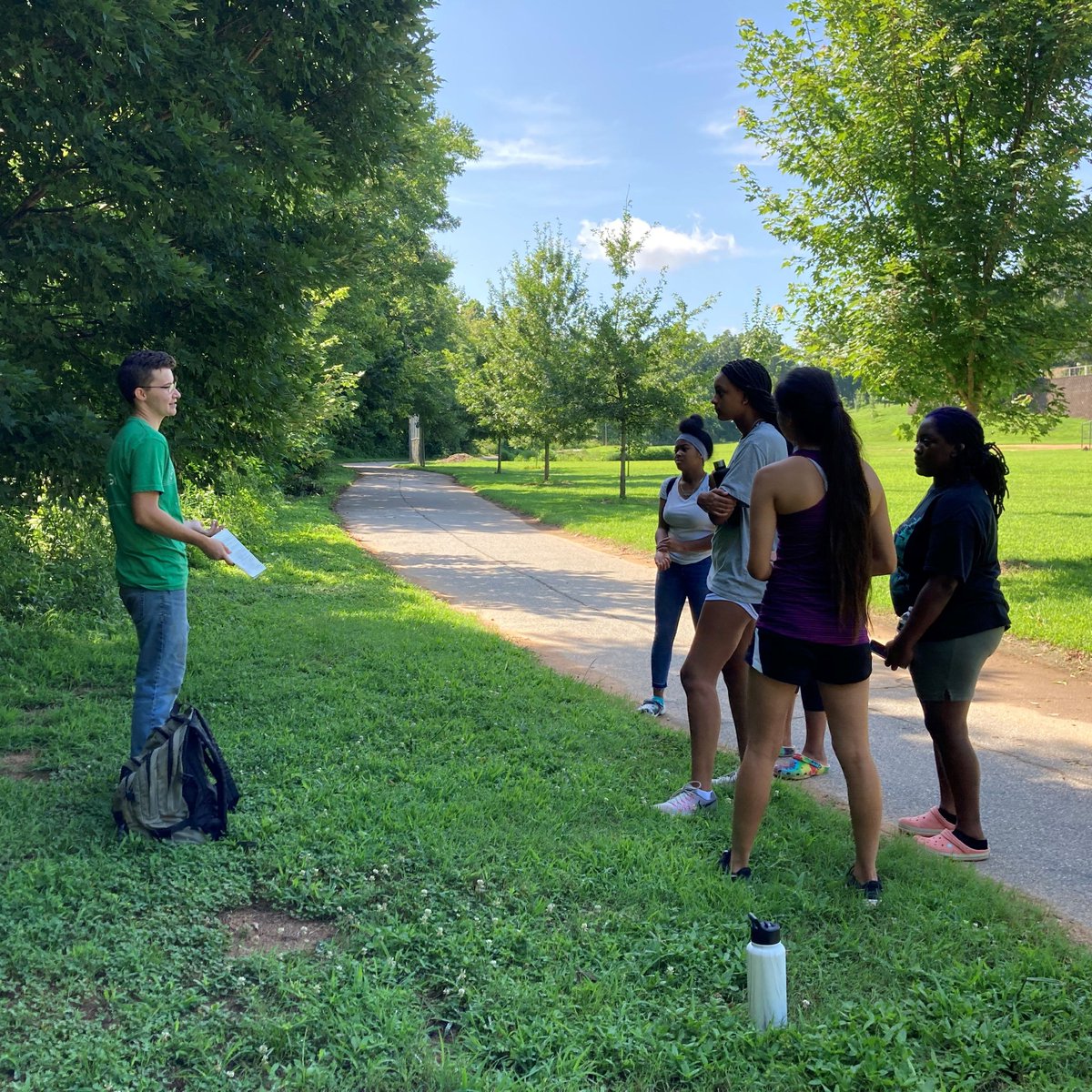 SustainingWay's tweet image. Thank you to Kris from Trees Upstate for the wonderful walk-and-talk! The steward fellows are listening intently as they learn about our local trees on the Swamp Rabbit Trail. #treerific #sustainabilitree