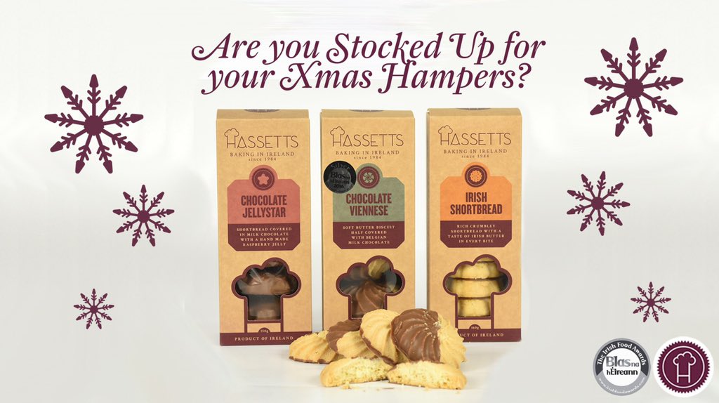 Hamper Companies - stock up on our award winning biscuits to add a touch of luxury and coziness to your Xmas hampers #xmashamper #luxurybiscuits #jellystar #shortbread #vienesebiscuits #belgianchocolate #artisanfood #awardwinningbakery #hamper #foodhamper #blasnaheireann