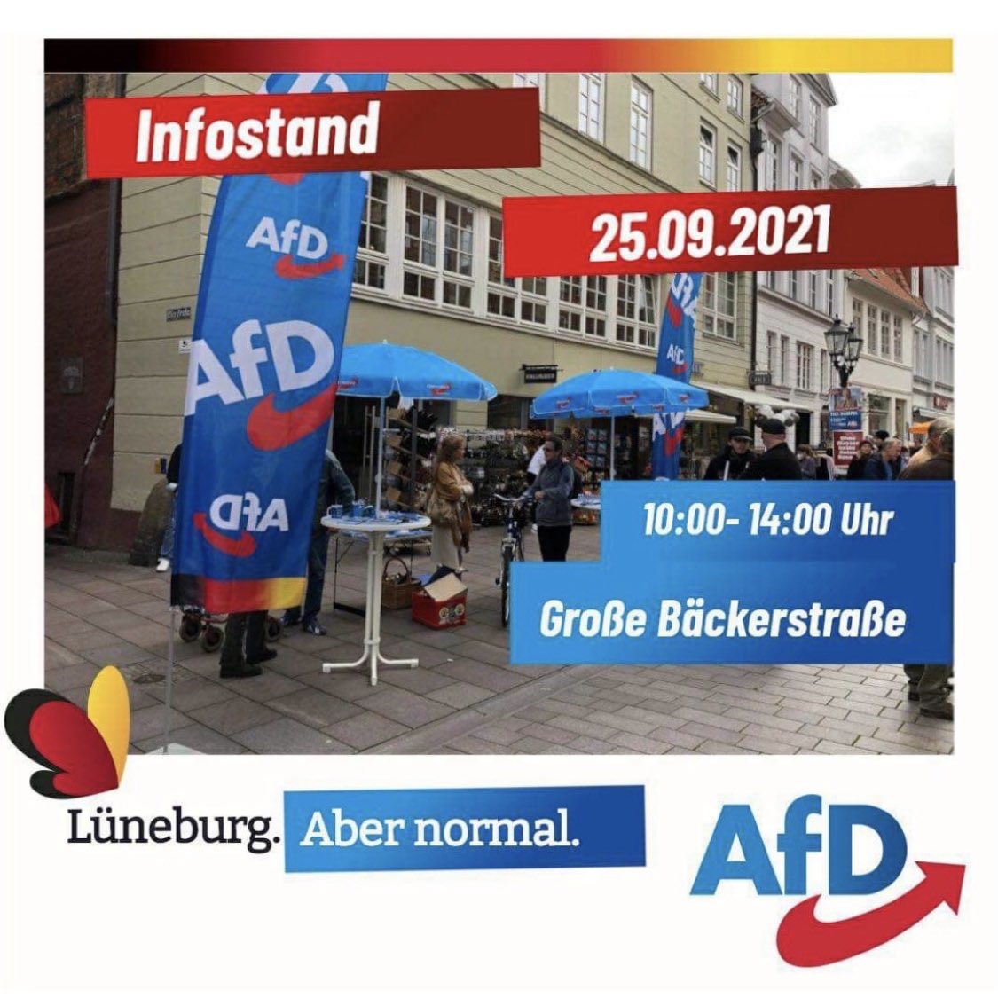 AfD Kreisverband Lüneburg (@afd_lueneburg) on Twitter photo Endspurt am Samstag, 25.09.!Nochmals stehen wir den Bürgern Rede und Antwort! Mit unserem MdB und Direktkandidaten Paul Hampel <a href="/Paul_Hampel_BT/">Armin-Paulus Hampel</a>
#Deutschlandabernormal #AfD Endspurt am Samstag, 25.09.!Nochmals stehen wir den Bürgern Rede und Antwort! Mit unserem MdB und Direktkandidaten Paul Hampel <a href="/Paul_Hampel_BT/">Armin-Paulus Hampel</a>
#Deutschlandabernormal #AfD
