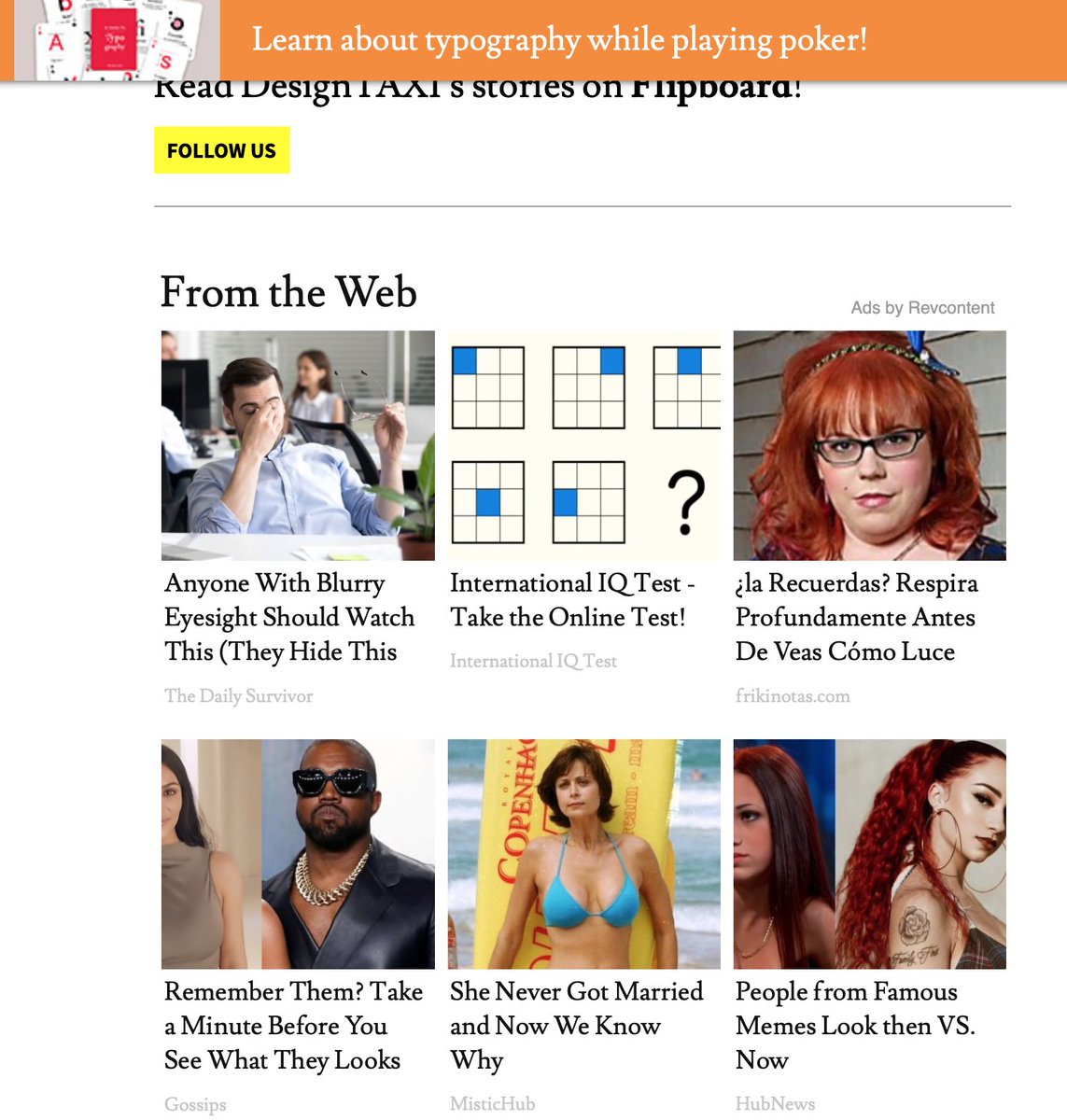 battaolo's tweet photo. @designtaxi Pot calling the kettle black. Getting all high and mighty about the sleazy www and you with your own click-baity-headlines, celeb-stalking, Hello-gossipy, Look-at-her-now! adverts.
Tend to your own garden. https://t.co/ZsBPiAfQmW