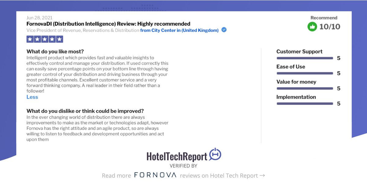 fornova's tweet image. Thanks to the VP of Revenue &amp;amp; Distribution at this UK hotel group who valued our agile product &amp;amp; team who always act on client feedback to build new adaptions and improvements into our #businessintelligencesolutions.