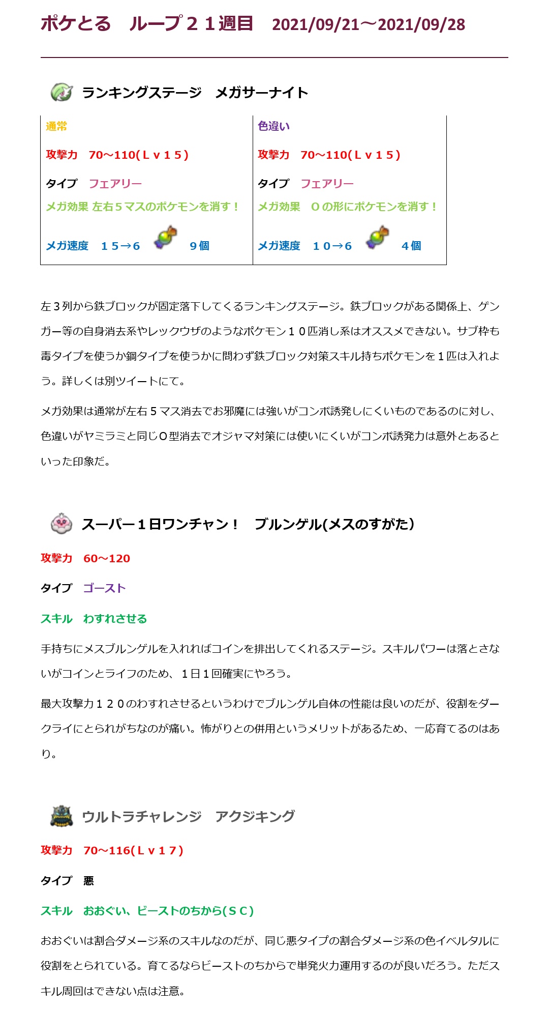 ゆう ポケとる ポケとる ループ21週目のポケモン考察です 最近リアルの生活リズムが変わり火曜日昼間が忙しくなってしまったので 考察ツイートも遅くなりますがよろしくおねがいします T Co S9uhlej9dh Twitter