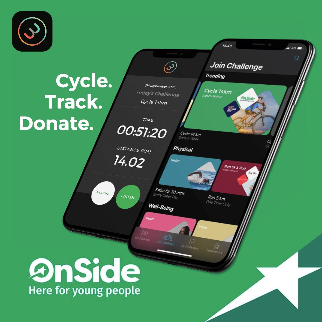 OnSideYZ's tweet photo. It's #CityGivingDay and to celebrate we've set a 14km cycle challenge 🚴‍♂️🚴🚴‍♀️
All you need to do is to track your distance and donate via @WelbaApp! Will you take on the challenge? https://t.co/oFe5PGqEtA