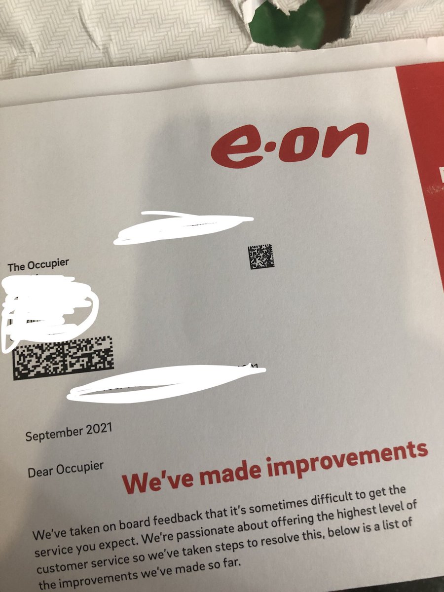 _katjs's tweet image. The irony of getting this letter from @EONhelp when I’ve been chasing up my E.on Heat welcome pack since July…and it came addressed to Occupier so I guess they still haven’t actually set up my account 🤦‍♀️