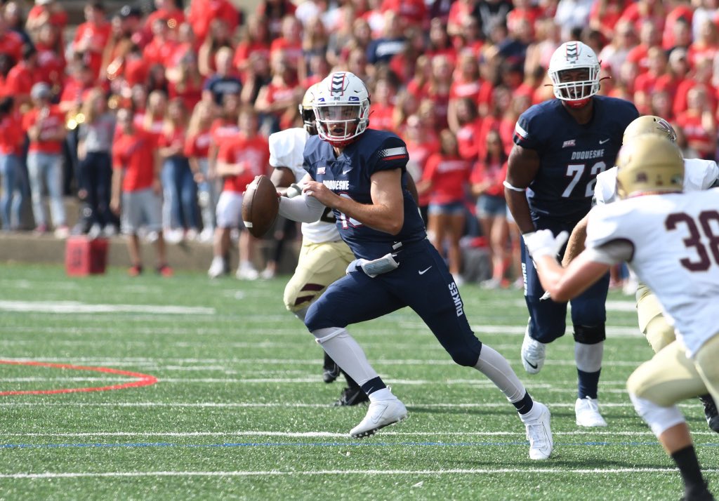 SATURDAY AT 1:00!!!! 

Coming off the school’s first FBS win in history, let’s give this team the support they deserve! We need to #PACKROONEY <a href="/DuqFB/">Duquesne Football</a> 

#GoDukes🎩