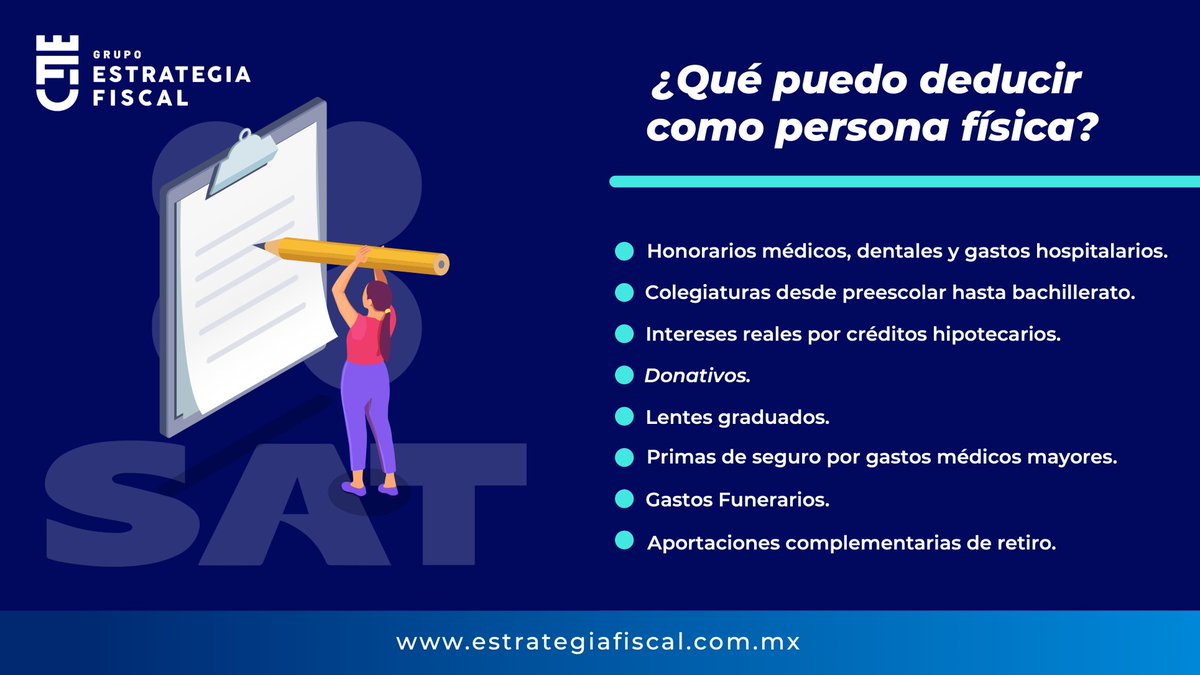 strategiafiscal's tweet photo. 🤔 ¿Qué son las deducciones personales?
Son los gastos que como persona física tienes derecho a disminuir de tus ingresos
acumulables en la Declaración Anual.
Nosotros te asesoramos.
https://t.co/f4vx0A3KUA
#EstrategiaFiscal #DeduccionesPersonales #DeclaracionAnual #TipFiscal https://t.co/73YWsHj786