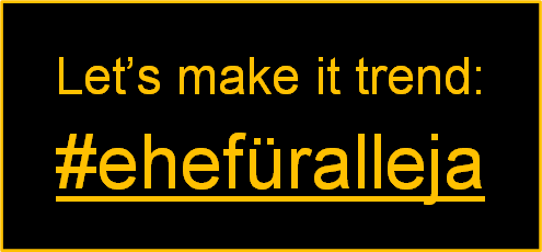 ZStadtfux's tweet photo. Heute ist der letzte Tag, an dem brieflich abgestimmt werden kann. 

Schaffen wir es #ehefüralleja trenden zu lassen?

Mitmachen und teilen und jetzt alle: #ehefüralleja! https://t.co/pTuiivmBeO