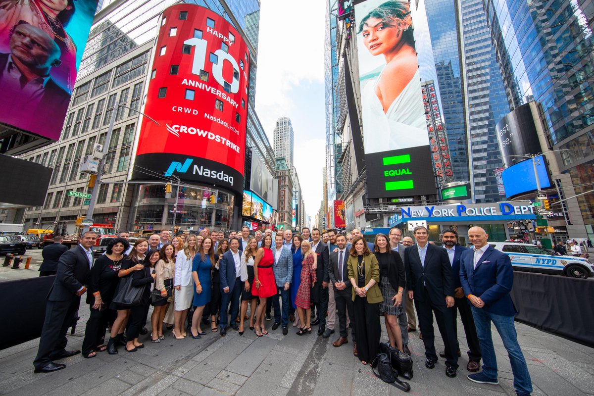 🎉 <a href="/CrowdStrike/">CrowdStrike</a> is celebrating 10 years of stopping breaches. 

#NasdaqListed $CRWD harnesses the power of the cloud and advanced AI to defeat cyber threats through their collective strength. ⚡
️
Thanks for joining us for the <a href="/Nasdaq/">Nasdaq</a> Opening Bell!